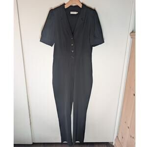 Greylin Black Puff Sleeve Jumpsuit Large